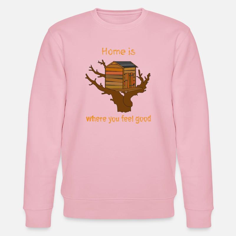 Haus im Baum mit Text - Stanley/Stella Unisex Bio-Sweatshirt CHANGER  - Hellrosa