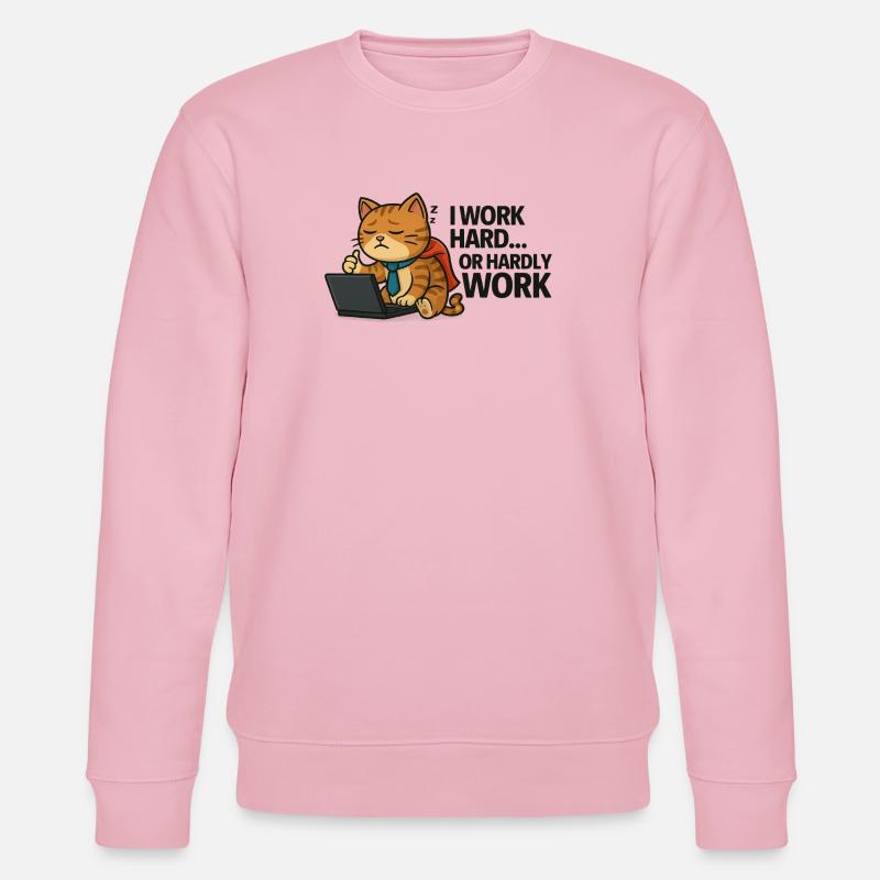 Cat Procrastinator at Work - Stanley/Stella CHANGER Unisex Organic Sweatshirt - cotton pink