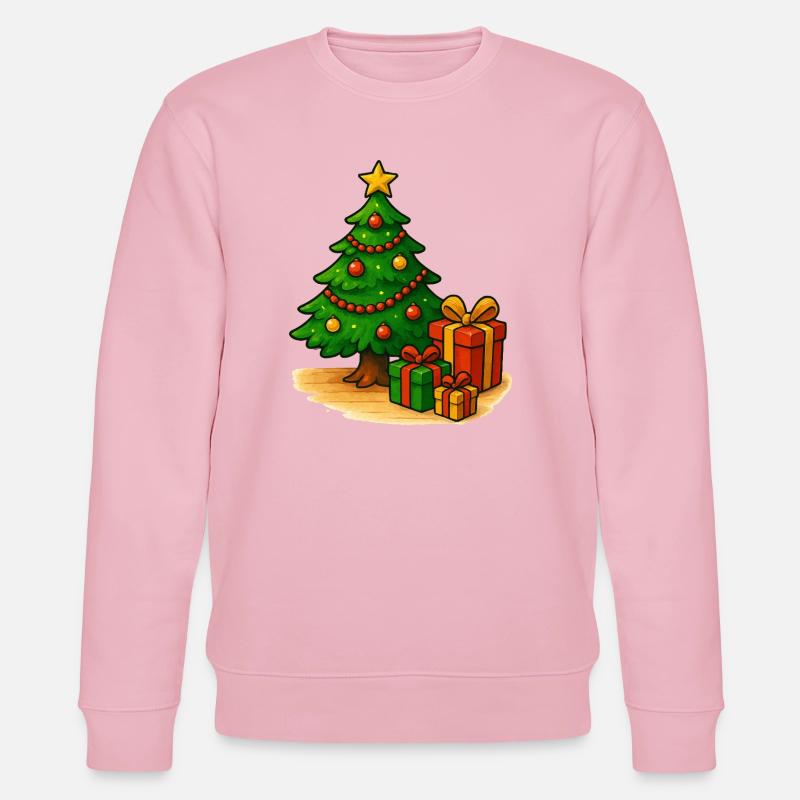 Christmas Tree with Gifts Pattern - Stanley/Stella CHANGER Unisex Organic Sweatshirt - cotton pink