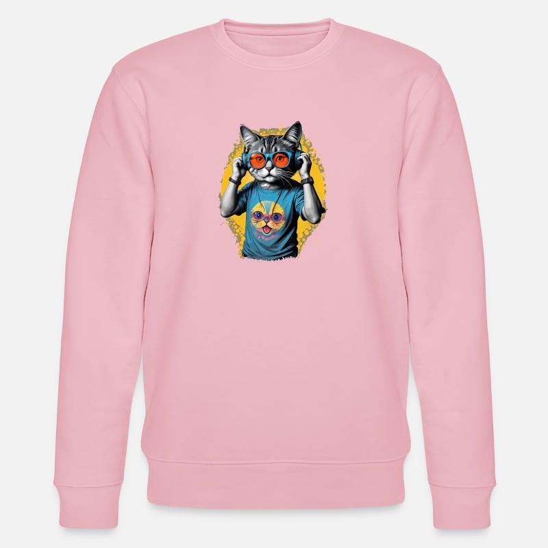 Neon Katze DJ Vibe T-Shirt - Stanley/Stella Unisex Bio-Sweatshirt CHANGER - Hellrosa