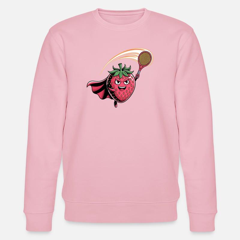 Erdbeere Superheld Tennis Smash mit Schläger - Stanley/Stella Unisex Bio-Sweatshirt CHANGER  - Hellrosa