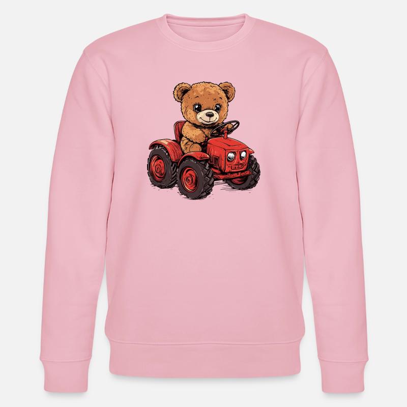 Teddy bear on red tractor - Stanley/Stella CHANGER Unisex Organic Sweatshirt - cotton pink