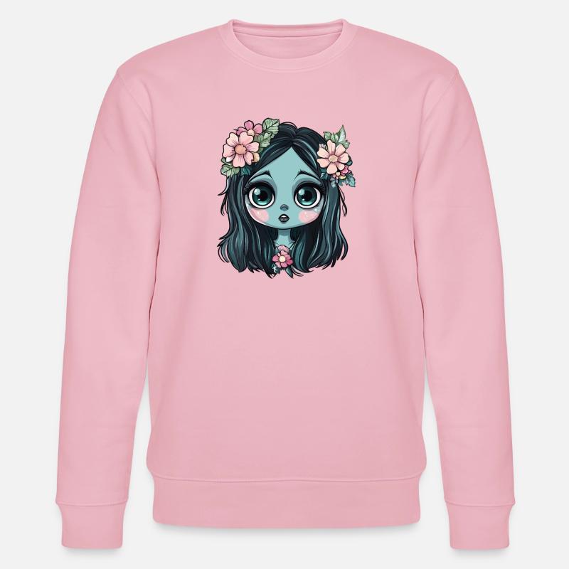 Blaues Blumenmädchen mit Krone - Stanley/Stella Unisex Bio-Sweatshirt CHANGER  - Hellrosa