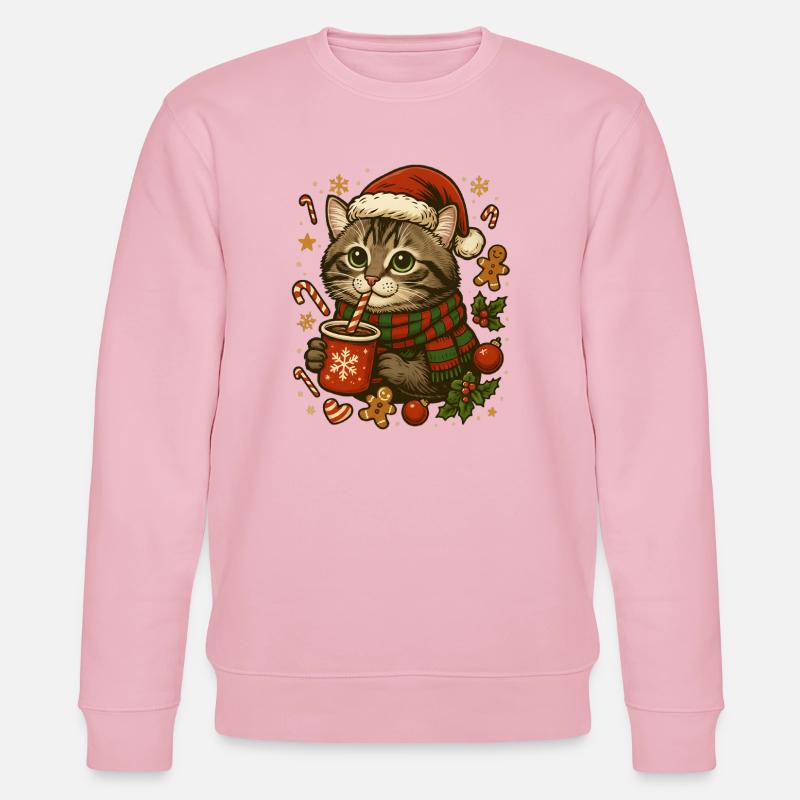 Chat à Noël - Sweat bio CHANGER Stanley/Stella Unisexe - rose pâle