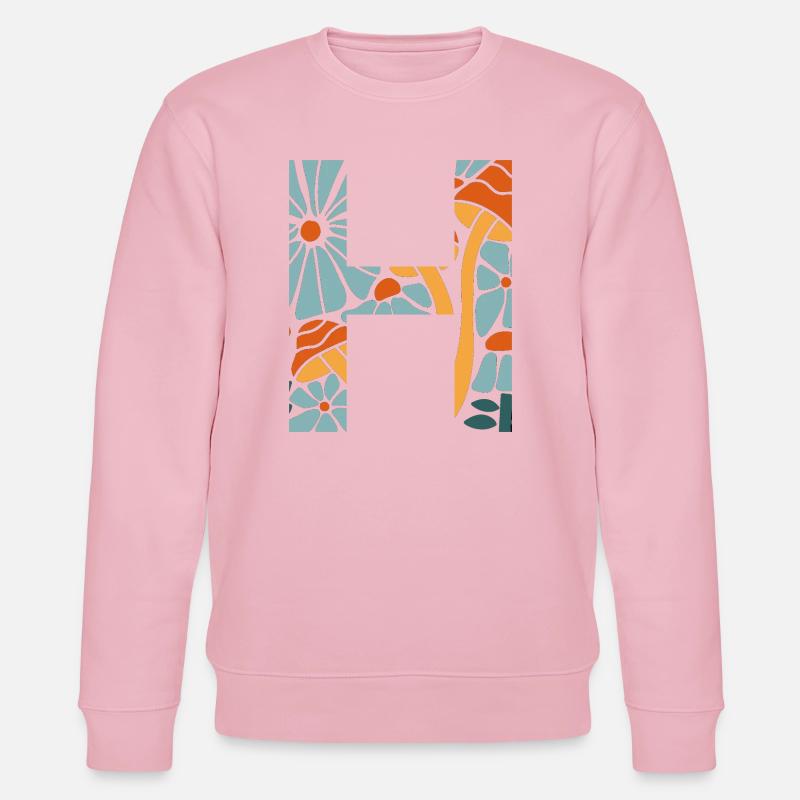 Buchstabe h groovige Blumen Geschenkidee - Stanley/Stella Unisex Bio-Sweatshirt CHANGER  - Hellrosa