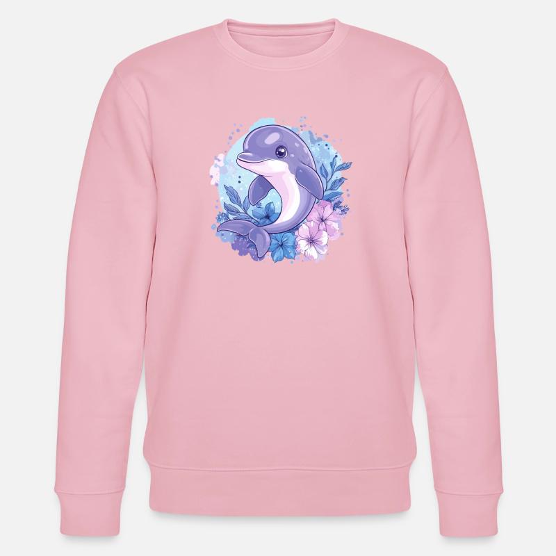 Dauphin dans le cercle de fleurs - Sweat bio CHANGER Stanley/Stella Unisexe - rose pâle