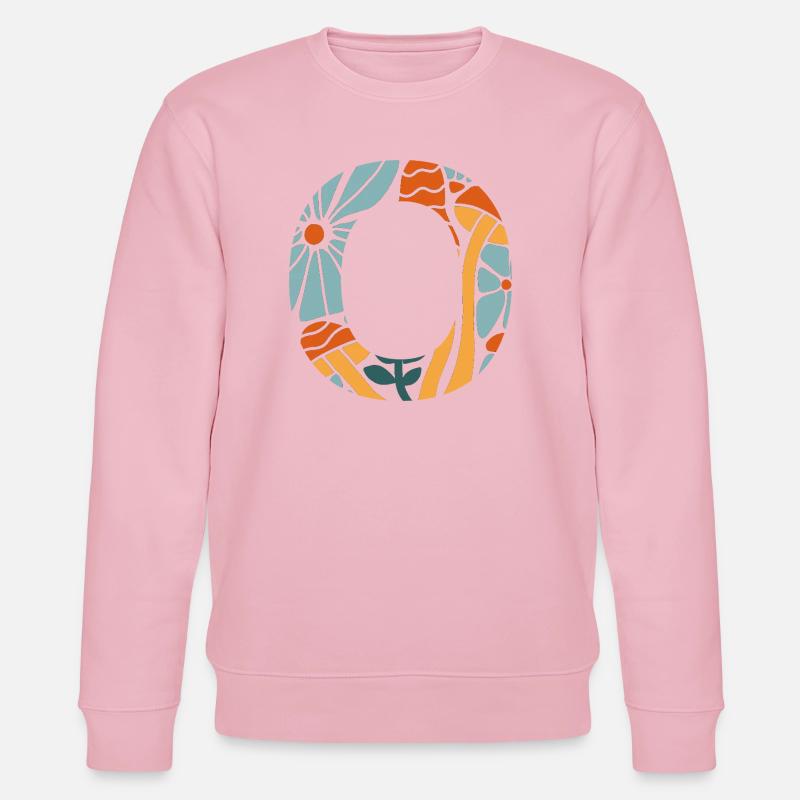 Letter o groovy Blumen Geschenkidee - Stanley/Stella Unisex Bio-Sweatshirt CHANGER  - Hellrosa