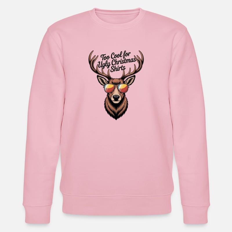 Hirsch mit Geweih Ugly christmas - Stanley/Stella Unisex Bio-Sweatshirt CHANGER  - Hellrosa