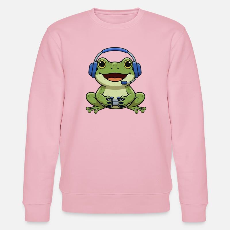 Frosch beim Gamen - Stanley/Stella Unisex Bio-Sweatshirt CHANGER  - Hellrosa