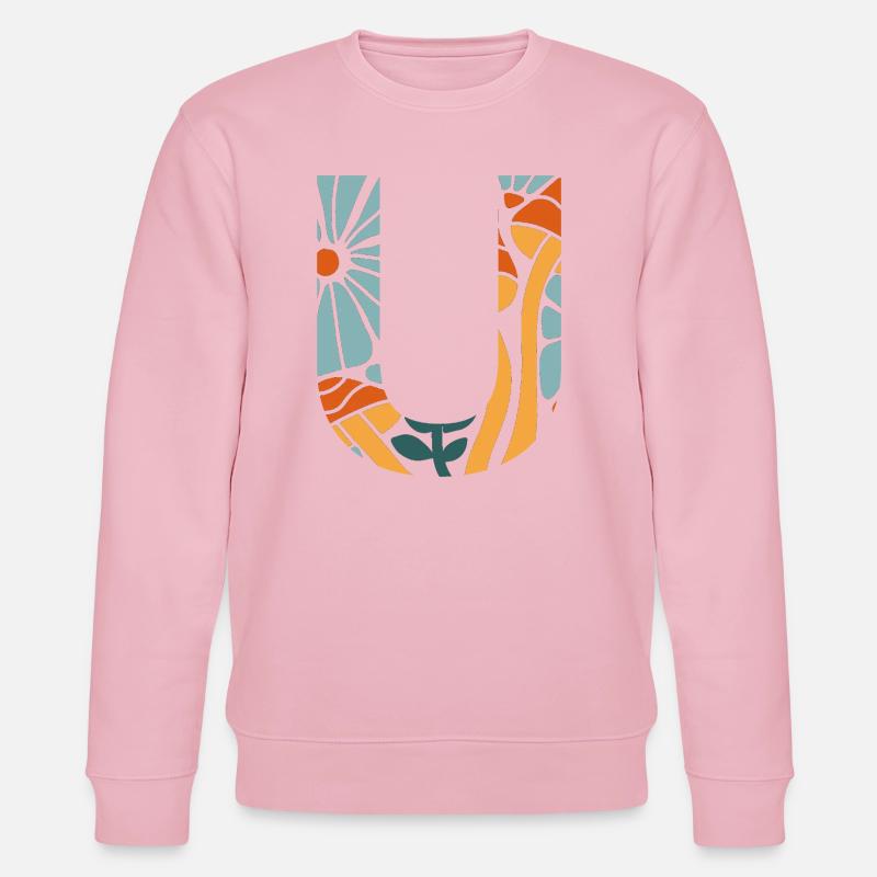 Brief u groovy Blumen Geschenkidee - Stanley/Stella Unisex Bio-Sweatshirt CHANGER  - Hellrosa