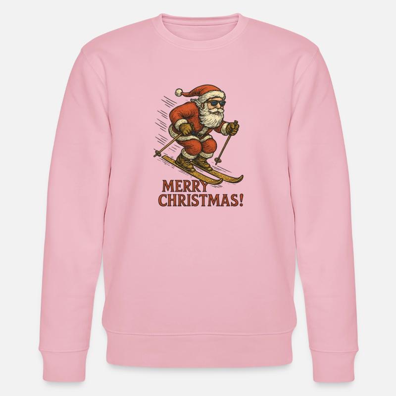 Ski-Weihnachtsmann mit Sonnenbrille und Spruch - Stanley/Stella Unisex Bio-Sweatshirt CHANGER - Hellrosa