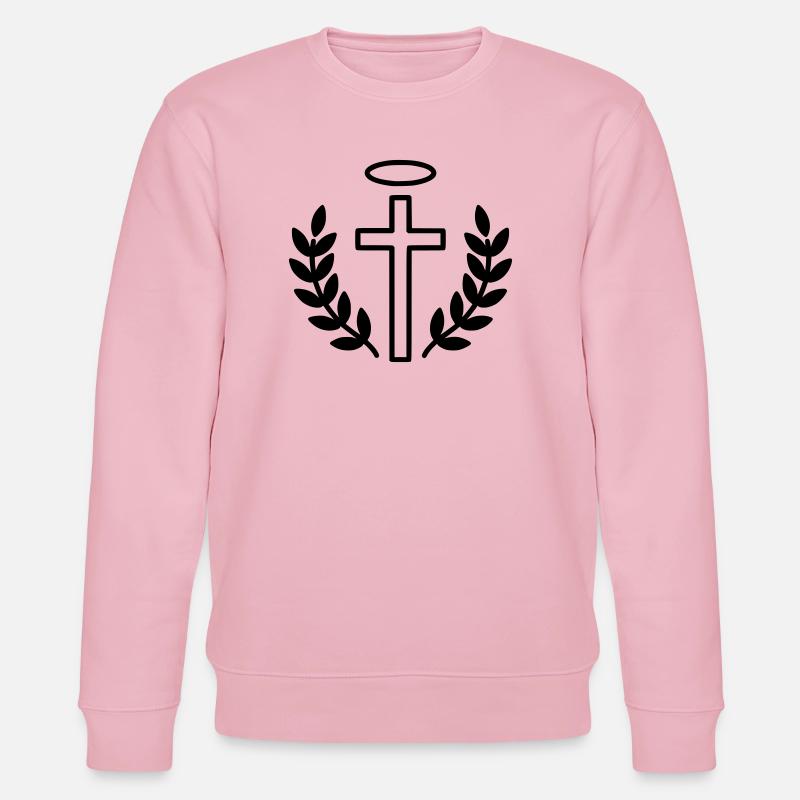 Christliches Kreuz mit Heiligenschein & Lorbeer - Stanley/Stella Unisex Bio-Sweatshirt CHANGER  - Hellrosa