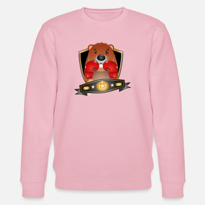 Boxender Biber – Lustiges Boxer Motiv - Stanley/Stella Unisex Bio-Sweatshirt CHANGER  - Hellrosa