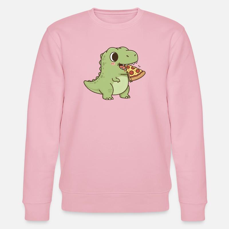T-Rex isst Pizza - Stanley/Stella Unisex Bio-Sweatshirt CHANGER  - Hellrosa