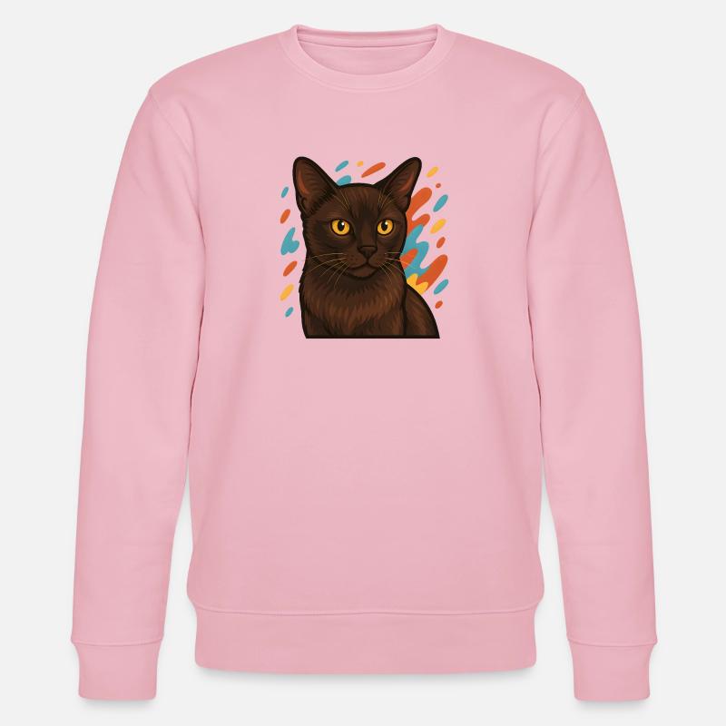 Burma-Katze mit buntem Hintergrund - Stanley/Stella Unisex Bio-Sweatshirt CHANGER  - Hellrosa