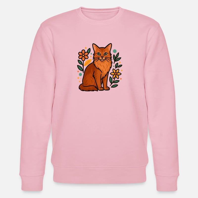 Somalische Katze und Blumen - Stanley/Stella Unisex Bio-Sweatshirt CHANGER  - Hellrosa