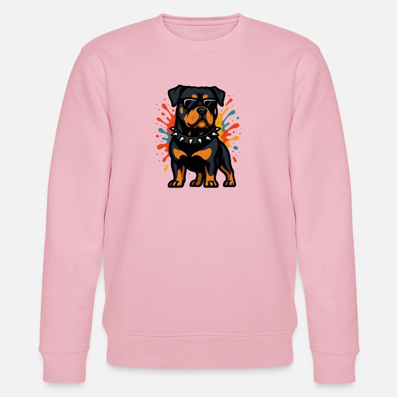 Rottweiler Hund mit Farbexplosion - Stanley/Stella Unisex Bio-Sweatshirt CHANGER  - Hellrosa