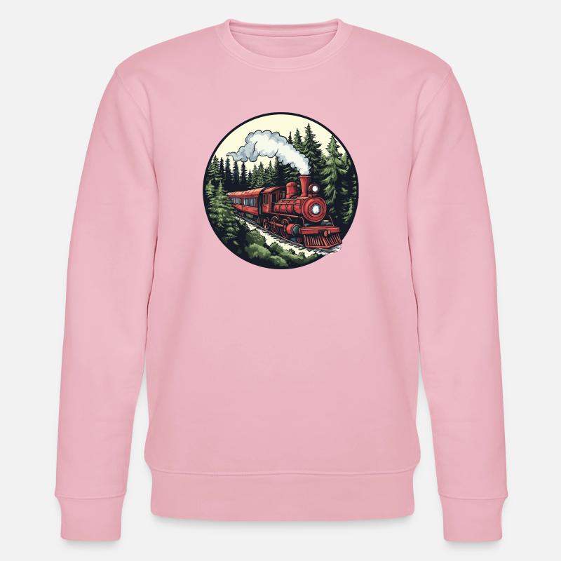 Dampflok im Wald - Stanley/Stella Unisex Bio-Sweatshirt CHANGER  - Hellrosa