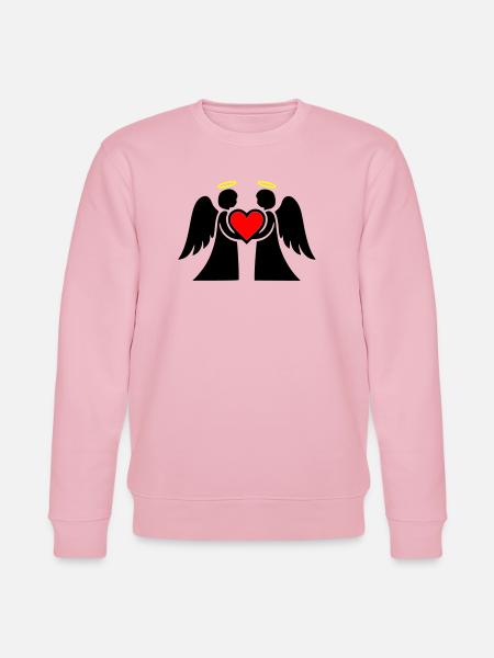 Engel Paar mit Herz Piktogramm - Stanley/Stella Unisex Bio-Sweatshirt CHANGER - Hellrosa