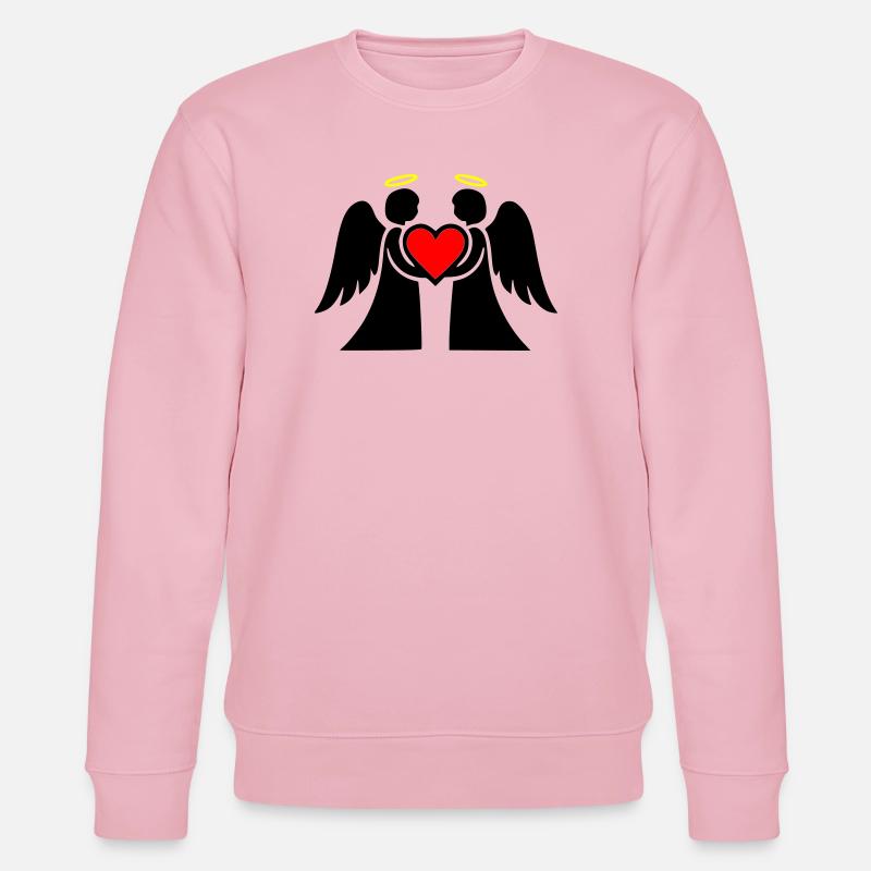 Engel Paar mit Herz Piktogramm - Stanley/Stella Unisex Bio-Sweatshirt CHANGER - Hellrosa