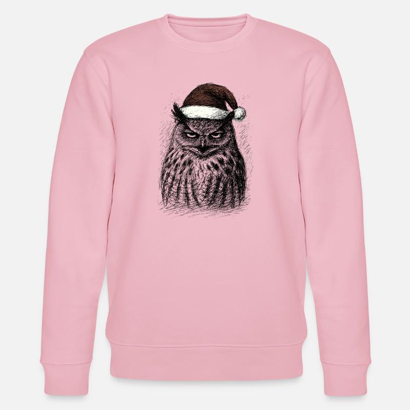 Müde Weihnachts- Eule - Stanley/Stella Unisex Bio-Sweatshirt CHANGER  - Hellrosa