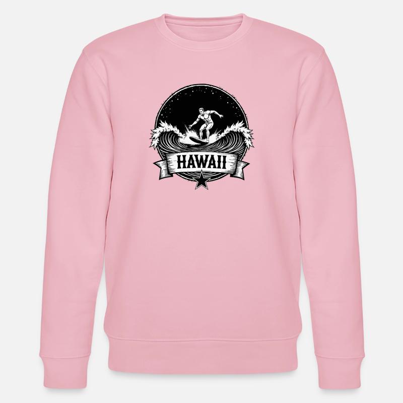 Hawaii Surfer Surfer on Pacific Wave - Stanley/Stella CHANGER Unisex Organic Sweatshirt - cotton pink