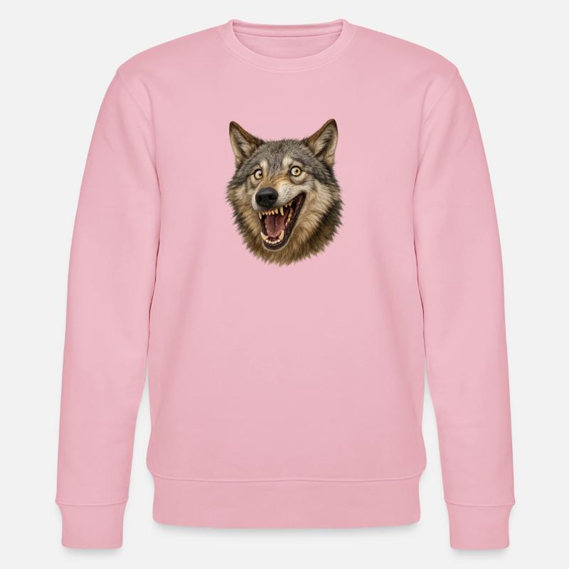 Wolfskopf Wildes Maul - Stanley/Stella Unisex Bio-Sweatshirt CHANGER  - Hellrosa
