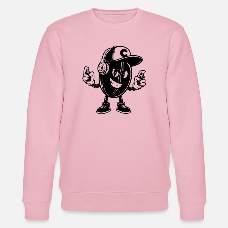 Coole Kaffeebohnen-Figur im Graffiti-Stil - Stanley/Stella Unisex Bio-Sweatshirt CHANGER  - Hellrosa