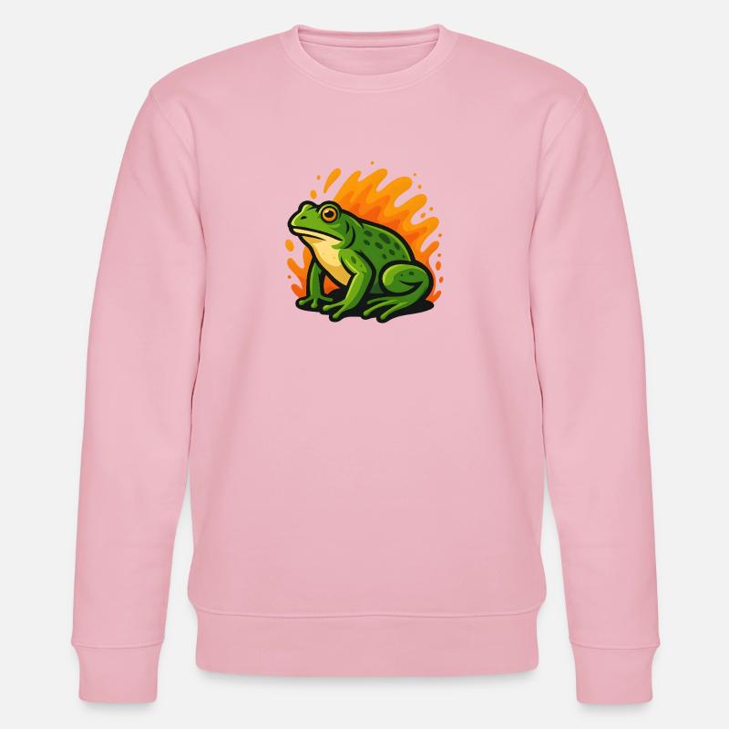 Flammender grüner Goliath-Frosch - Stanley/Stella Unisex Bio-Sweatshirt CHANGER - Hellrosa
