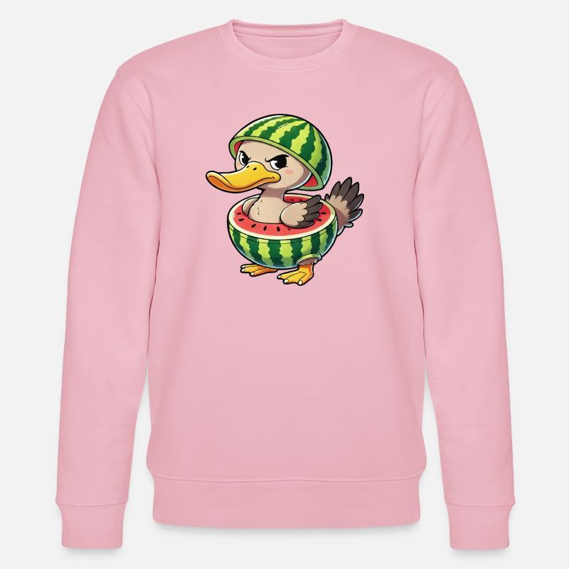 Mürrische Ente mit Wassermelone Sommer Design - Sweat bio CHANGER Stanley/Stella Unisexe - rose pâle
