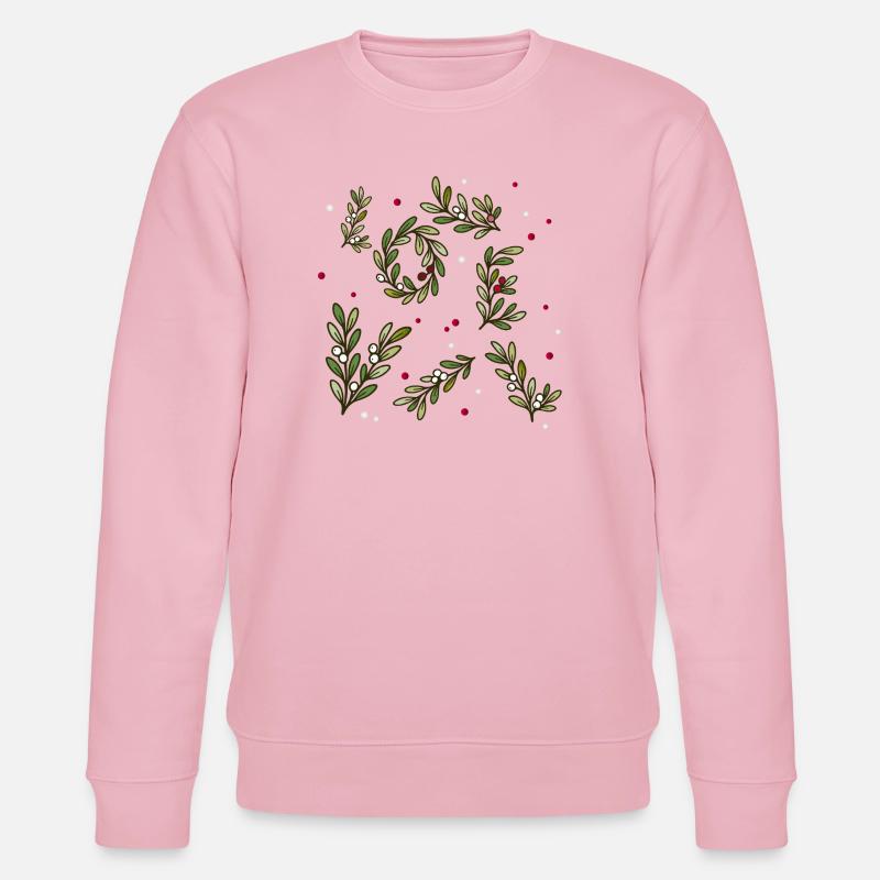 Weihnachtliches Zweigmuster mit Beeren - Stanley/Stella Unisex Bio-Sweatshirt CHANGER  - Hellrosa