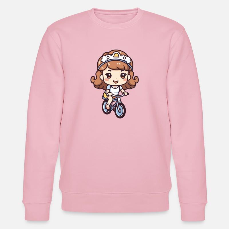 Fahrrad Mädchen Comic - Stanley/Stella Unisex Bio-Sweatshirt CHANGER  - Hellrosa