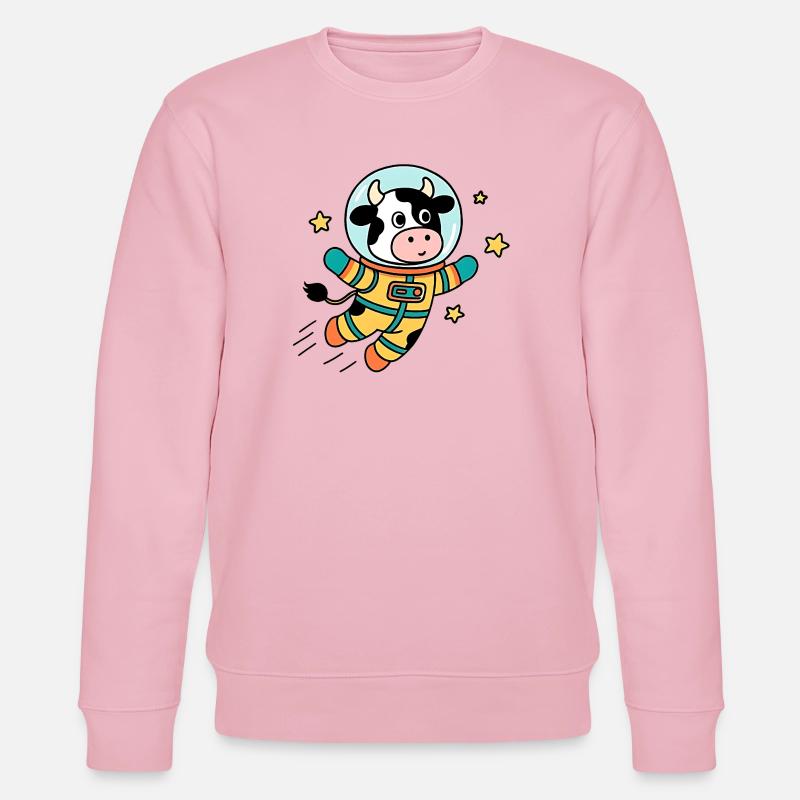 Kuh-Astronaut im All - Stanley/Stella Unisex Bio-Sweatshirt CHANGER  - Hellrosa