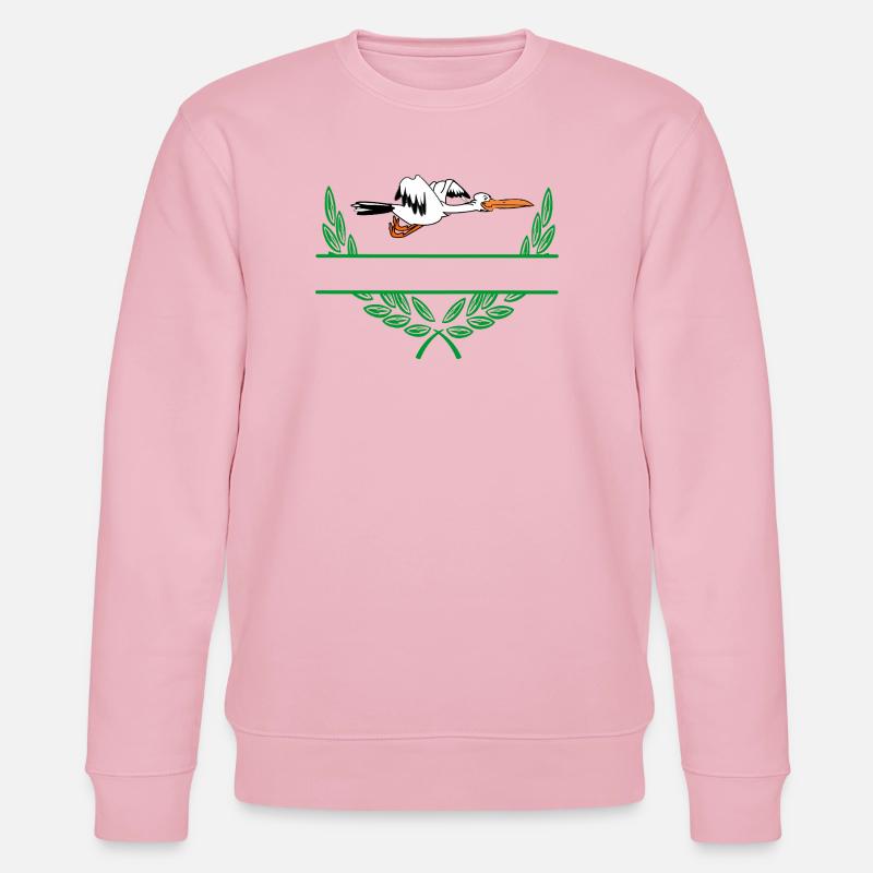 Storch-Lorbeerkranz mit Namensraum - Stanley/Stella Unisex Bio-Sweatshirt CHANGER  - Hellrosa
