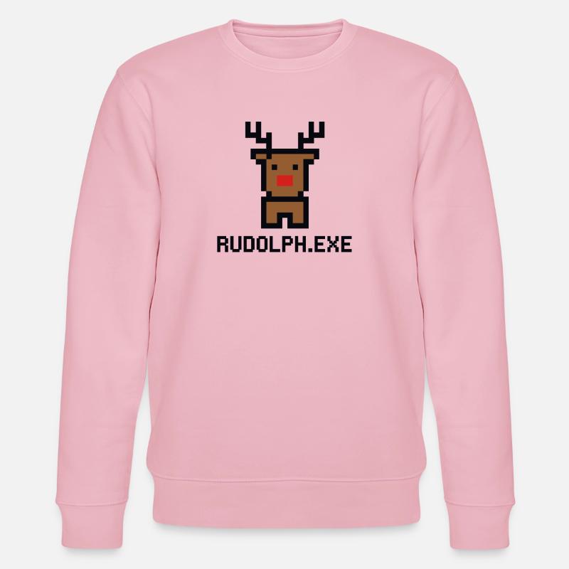 Rudolph.exe Pixel Rentier - Stanley/Stella Unisex Bio-Sweatshirt CHANGER  - Hellrosa