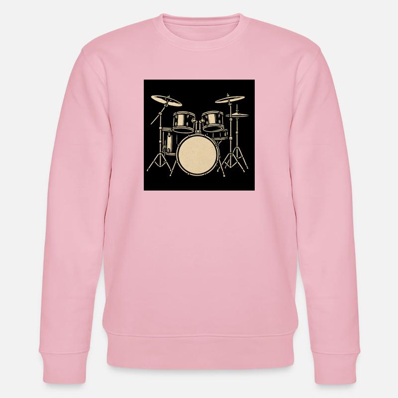 Black Silver Drumset Illustration - Stanley/Stella CHANGER Unisex Organic Sweatshirt - cotton pink