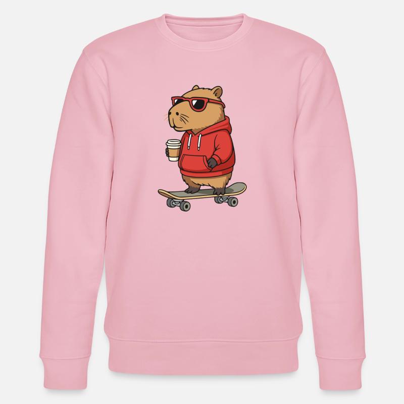 Capybara Sonnenbrille Skater Nagetier Skateboard - Stanley/Stella Unisex Bio-Sweatshirt CHANGER  - Hellrosa