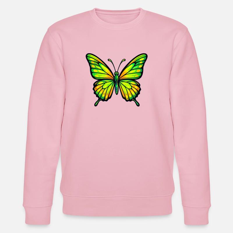 Papillon Vert Éclatant Jaune - Sweat bio CHANGER Stanley/Stella Unisexe - rose pâle