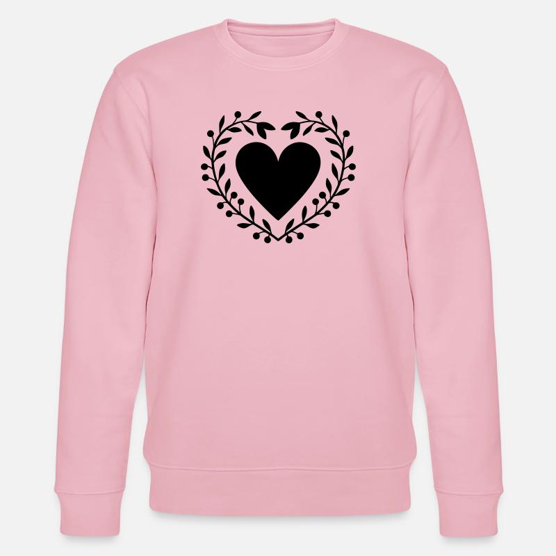 Couronne de feuilles avec le cœur - Sweat bio CHANGER Stanley/Stella Unisexe - rose pâle