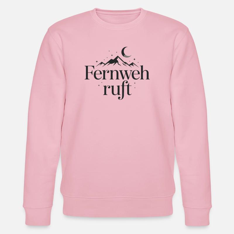 Fernweh Ruft Berge Mond Sterne Abenteuer - Stanley/Stella Unisex Bio-Sweatshirt CHANGER  - Hellrosa