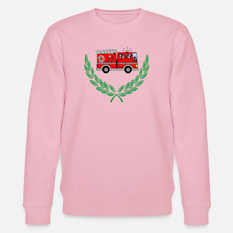 Fire engine in laurel wreath - Stanley/Stella CHANGER Unisex Organic Sweatshirt - cotton pink