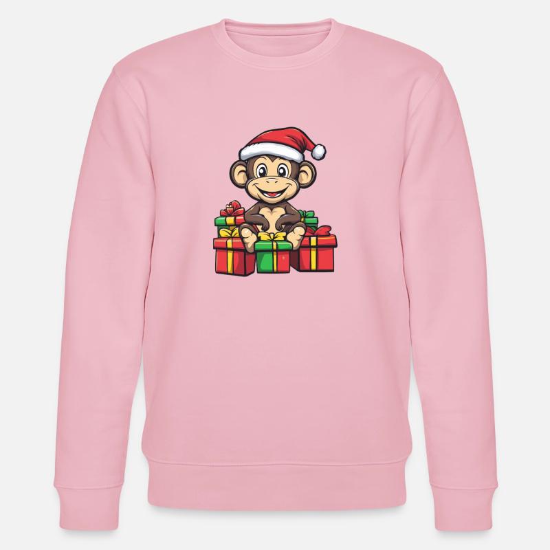 Affe Weihnachten Geschenke - Stanley/Stella Unisex Bio-Sweatshirt CHANGER  - Hellrosa