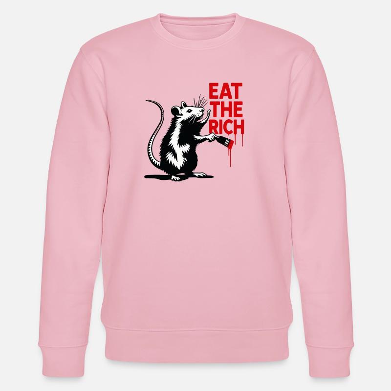 Ratte mit roter Botschaft - Stanley/Stella Unisex Bio-Sweatshirt CHANGER  - Hellrosa