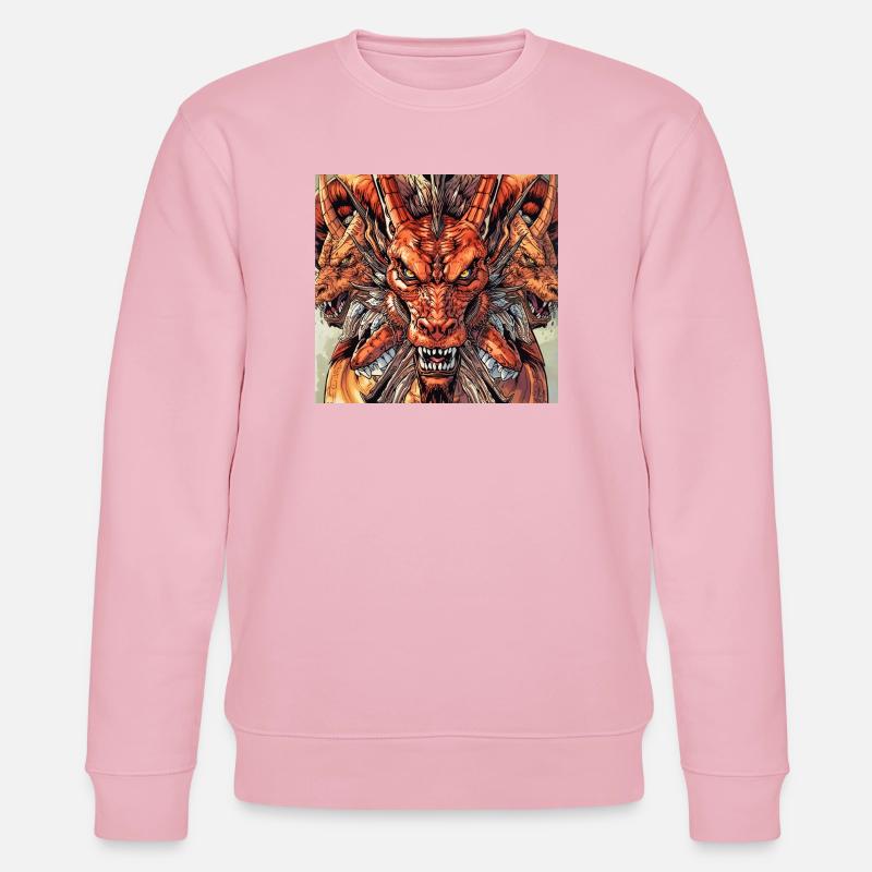 Dreiköpfige Drachen-Fireview - Stanley/Stella Unisex Bio-Sweatshirt CHANGER  - Hellrosa