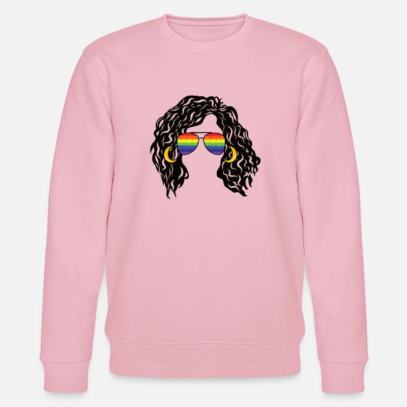 Regenbogenschattierungen Lockiges Afro-Mädchen-Haar Pride Retro - Stanley/Stella Unisex Bio-Sweatshirt CHANGER  - Hellrosa