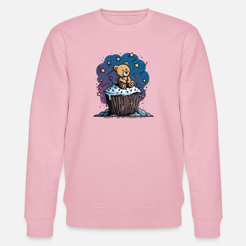 Cuddly bear on cupcake in space - Stanley/Stella CHANGER Unisex Organic Sweatshirt - cotton pink
