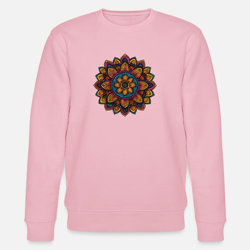 Lebendige Mandala-Blüte mit Tropenfarben - Stanley/Stella Unisex Bio-Sweatshirt CHANGER  - Hellrosa