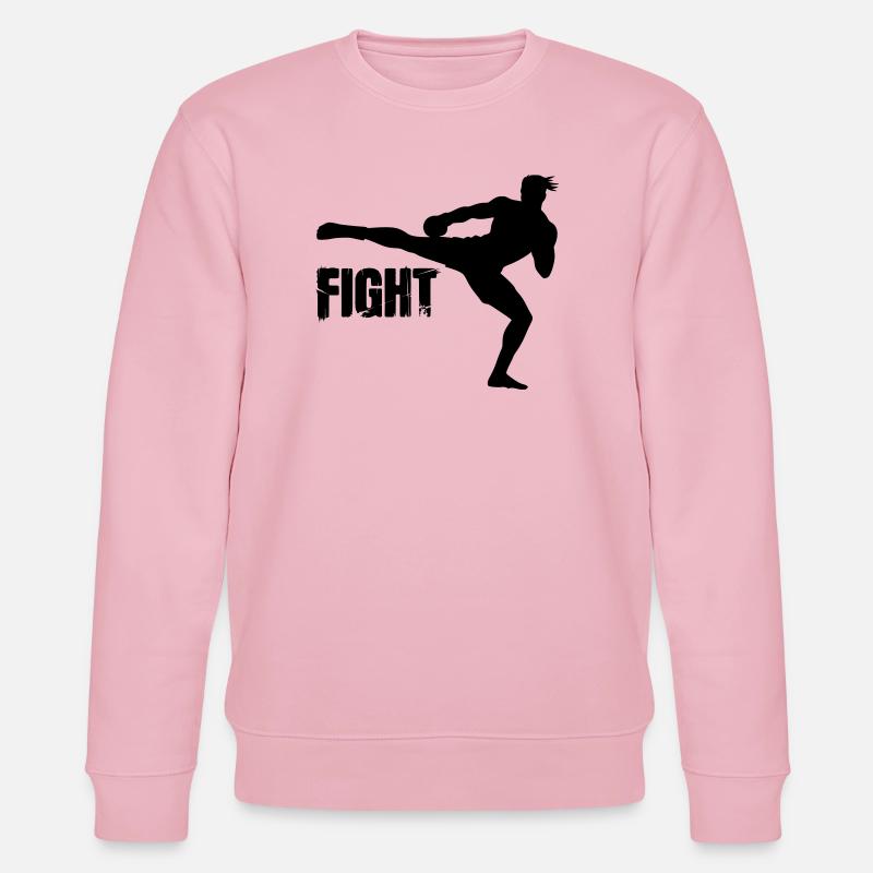 Kickboxer Silhouette mit Text Fight - Stanley/Stella Unisex Bio-Sweatshirt CHANGER  - Hellrosa