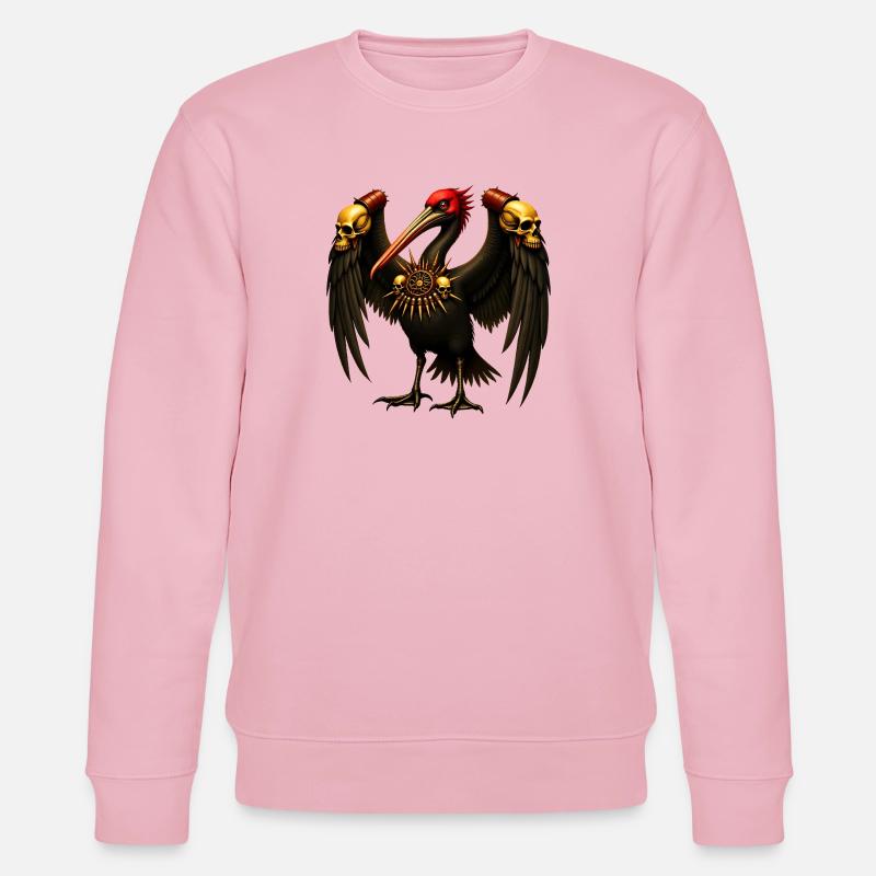 Dunkler Rabe mit Totenköpfen - Stanley/Stella Unisex Bio-Sweatshirt CHANGER  - Hellrosa