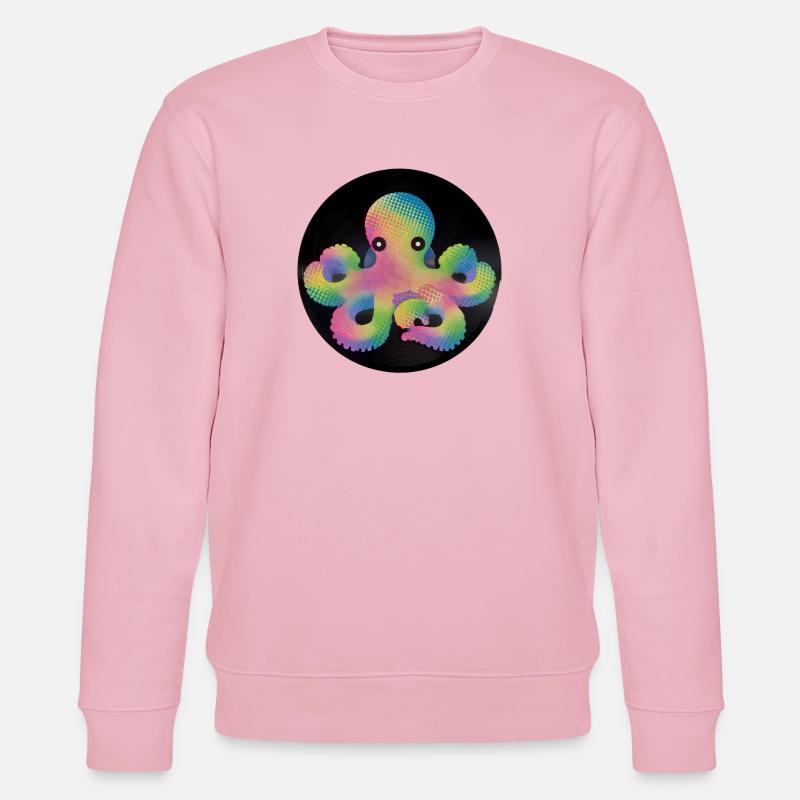 Bunter Pixel Oktopus auf Vinyl - Stanley/Stella Unisex Bio-Sweatshirt CHANGER  - Hellrosa